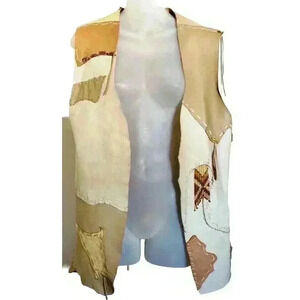 Vintage Native American 100% Leather Vest Soaring Eagle Design by Linda Artisan